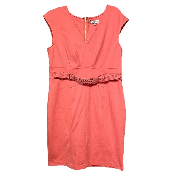 Jennifer Lopez Coral Sleeveless V-Neck Cocktail Dress - Picture 3 of 4